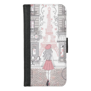 Parisian Girl – Cute Eiffel Tower & Café Street iPhone 8/7 Wallet Case