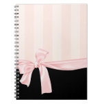 Parisian Girly Pink Stripes &amp; Light Pink Bow Notebook at Zazzle
