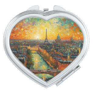Parisian Heart   Van Gogh Style Impressionism Compact Mirror
