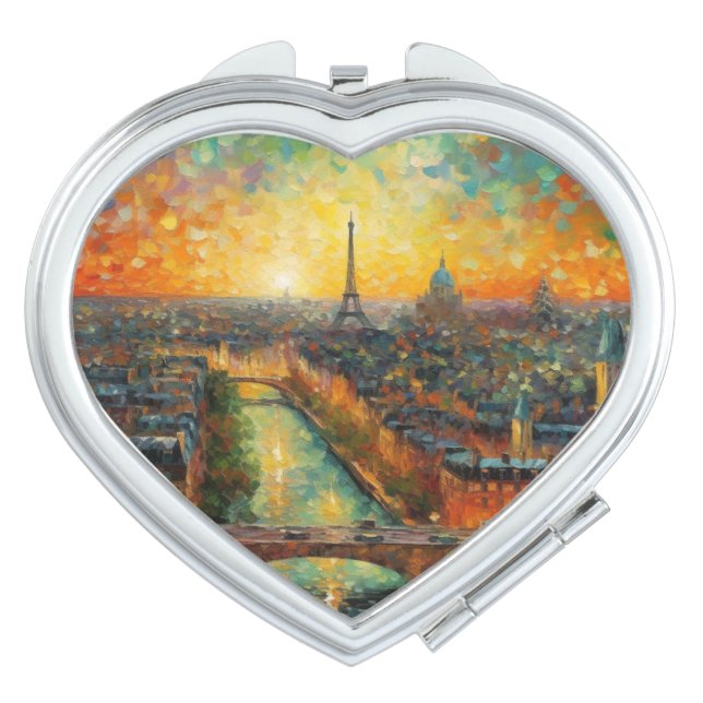 Parisian Heart | Van Gogh Style Impressionism Compact Mirror (Front)