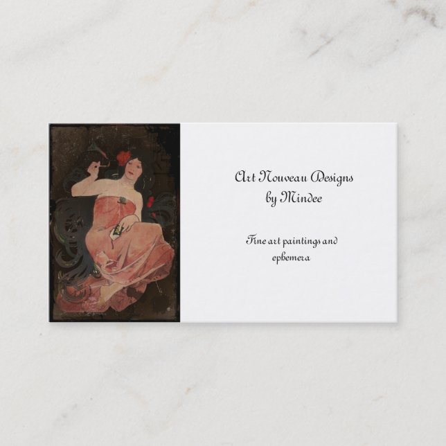 Parisian Lady on Black Business Card (Front)