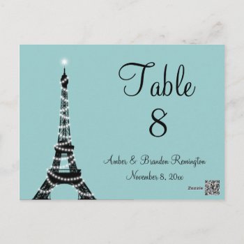 Parisian Lights Table Number (turquoise) by prettyfancyinvites at Zazzle
