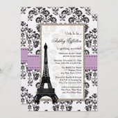 Parisian Lilac and Black Bridal Shower Invitations (Front/Back)