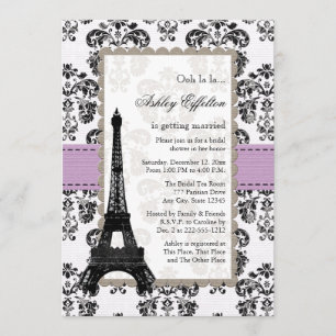 Parisian Lilac and Black Bridal Shower Invitations