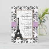 Parisian Lilac and Black Bridal Shower Invitations (Standing Front)