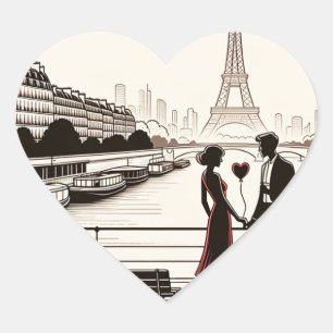 Parisian Love Whisper - Eiffel Tower Valentine's Heart Sticker