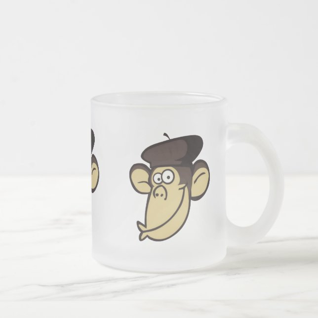 Parisian Monkey Frosted Glass Coffee Mug (Right)