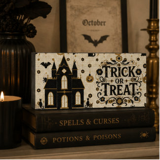 Parisian Mosaic Tile Haunted House Wall Decor Wooden Box Sign