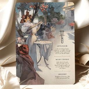 Parisian Night Art Nouveau Wedding Menu Card