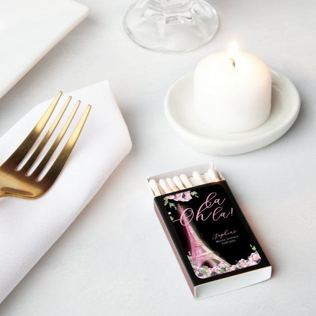 Parisian Oh La La Bridal Shower Matchboxes (Insitu)