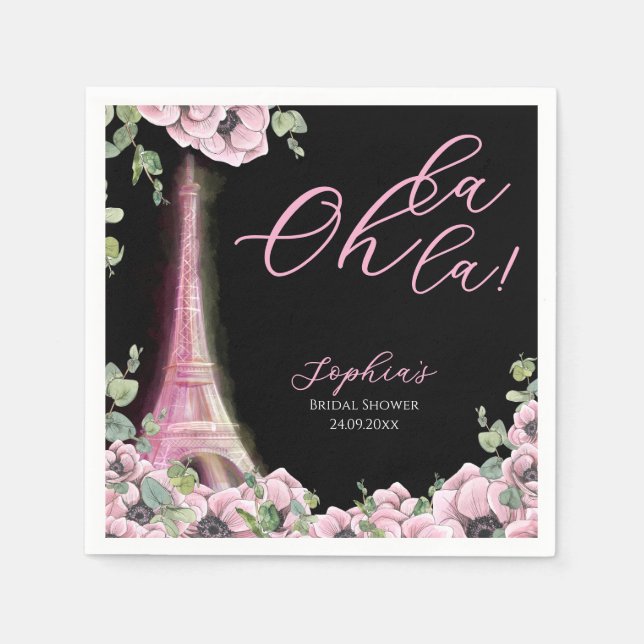 Parisian Oh La La Bridal Shower Napkins (Front)