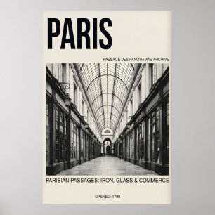 Parisian Passage Art Print Black & White, Muted