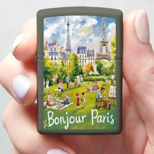 Parisian Picnic Under The Eiffel Tower Zippo Lighter