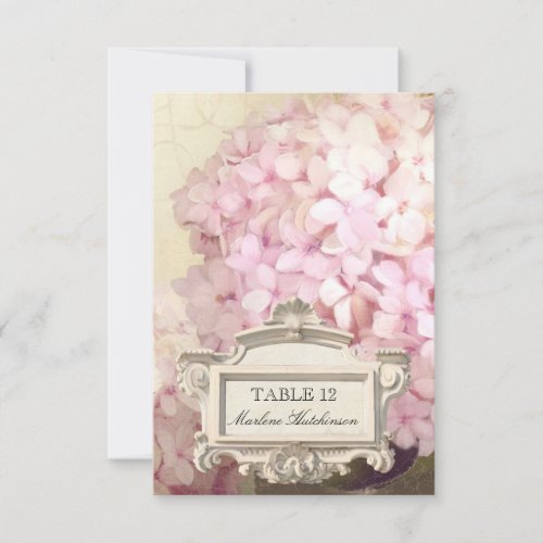 Parisian Pink Hydrangeas Table Number Place Card