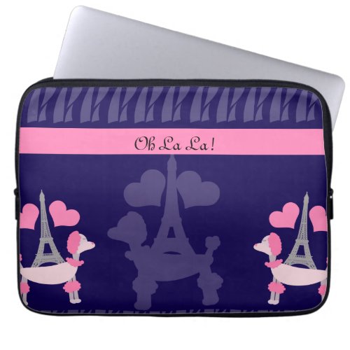 Parisian Poodles in Pink and Purple Laptop Sleeve