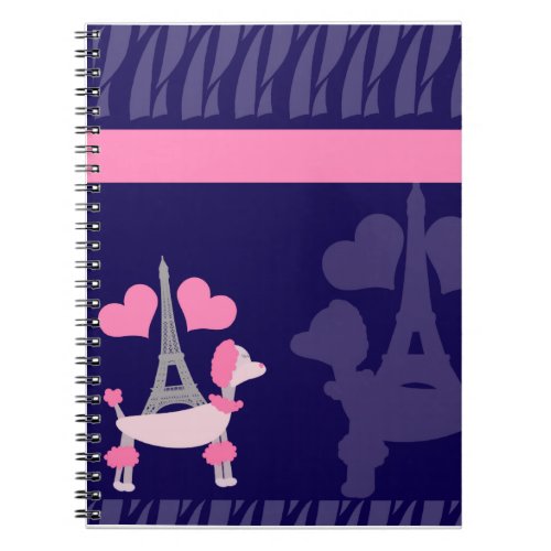 Parisian Poodles in Pink and Purple Notebook