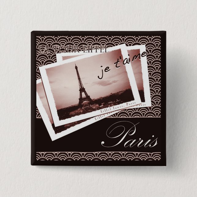 Parisian Postcards Pinback Button (Front)