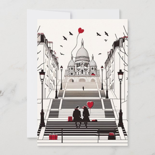 Parisian Romance - Chic Couple's Valentine's Day Holiday Card (Front)