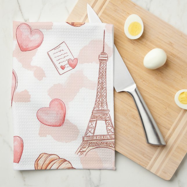 Parisian Romance Valentine Kitchen Towel (Quarter Fold)