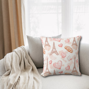 Parisian Romance Valentine Throw Pillow