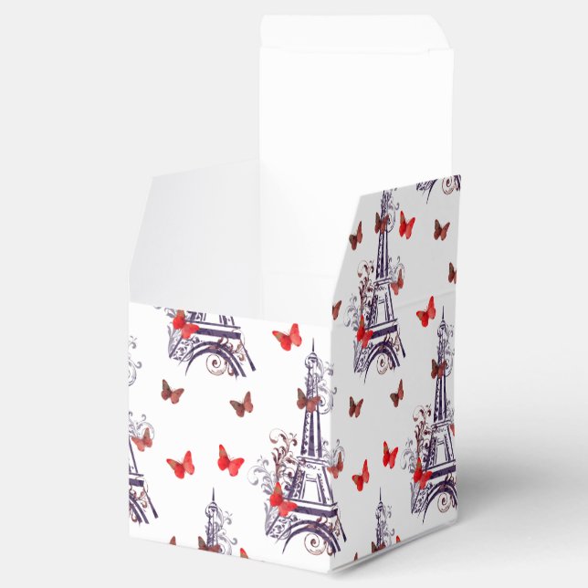 Parisian Romantic Purple Eiffel Tower Butterflies Favor Boxes (Opened)