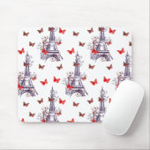 Parisian Romantic Purple Eiffel Tower Butterflies Mouse Pad (With Mouse)