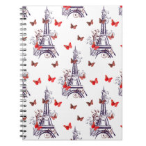 Parisian Romantic Purple Eiffel Tower Butterflies Notebook