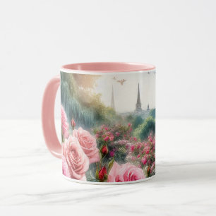 Parisian Rose Garden Eiffel Tower Pink Mug