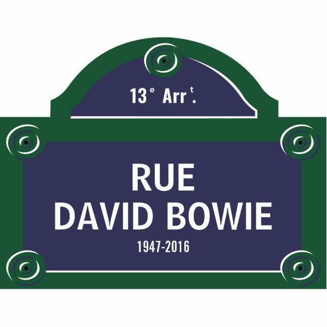 Parisian Rue Bowie Custom Paris Street Sign Cutout (Front)