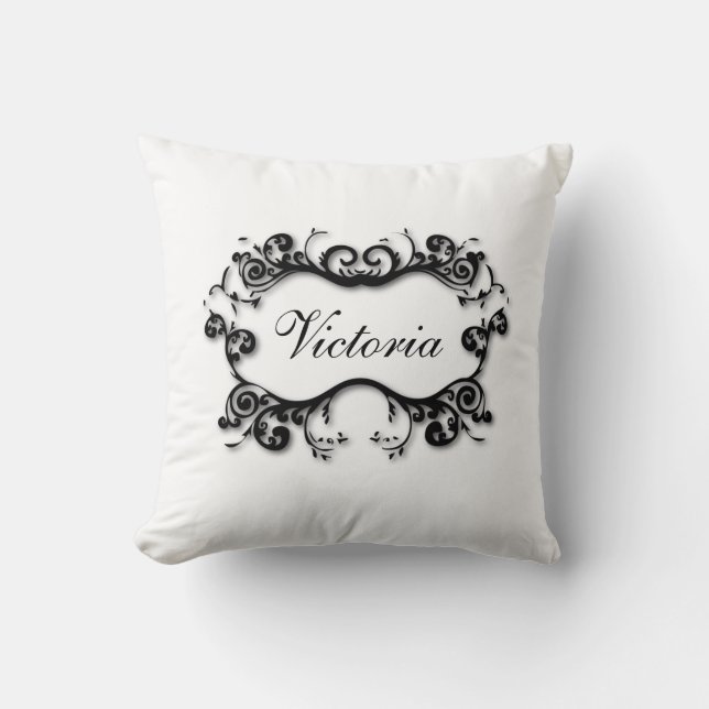 Parisian Scrolls Your Text Throw Pillow (Front)