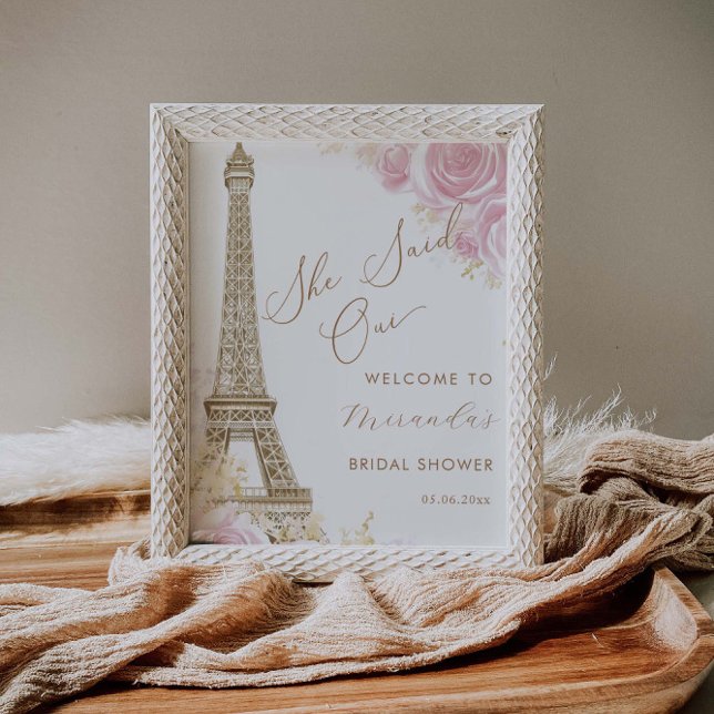 Parisian She Said Oui Bridal Shower Welcome Poster (Creator Uploaded)
