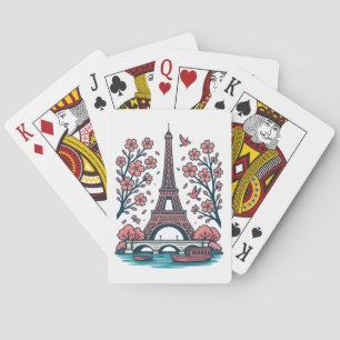 Parisian Souvenir Eiffel Tower Paris Cherry Tree Poker Cards
