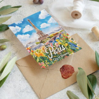 Parisian Springtime: Eiffel Tower Blooms Postcard