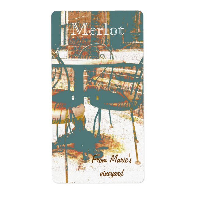 Parisian street cafe chairs label (Front)
