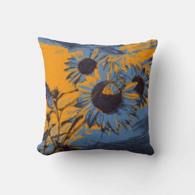 Parisian Sunflower Throw Pillow (Front)