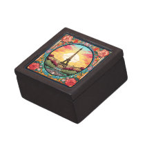 Parisian Sunset Eiffel Tower Paris French Floral Gift Box
