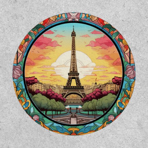 Parisian Sunset Eiffel Tower Paris French Floral Patch