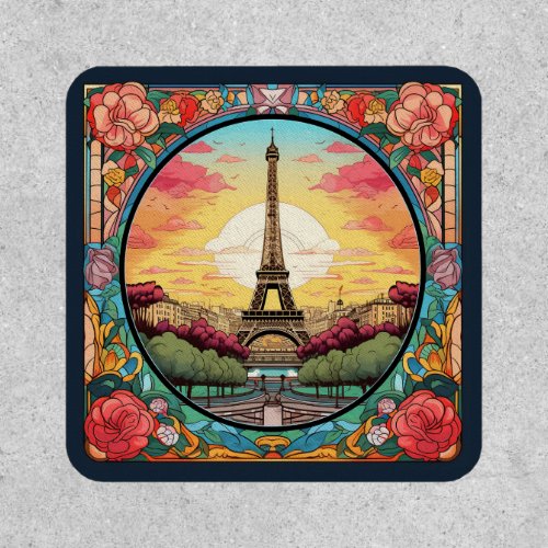 Parisian Sunset Eiffel Tower Paris French Floral Patch