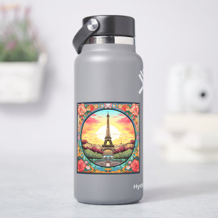 Parisian Sunset Eiffel Tower Paris French Floral Sticker
