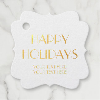 Parisian Text Happy Holidays Foil Favor Tags