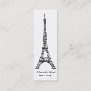 Parisian Theme Eiffel Tower Travel Agent Skinny Mini Business Card
