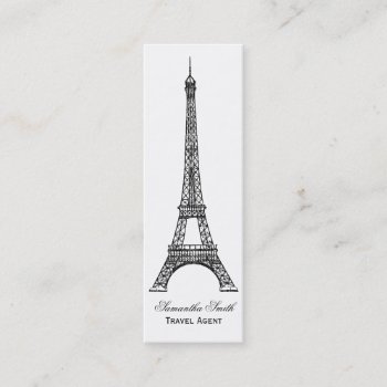 Parisian Theme Eiffel Tower Travel Agent Skinny Mini Business Card by mod_business_cards at Zazzle
