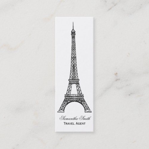 Parisian Theme Eiffel Tower Travel Agent Skinny Mini Business Card