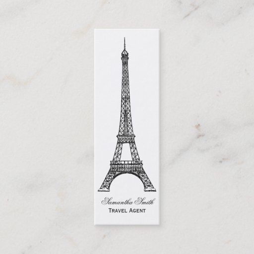 Customizable Parisian Theme Eiffel Tower Travel Agent Skinny Business Cards