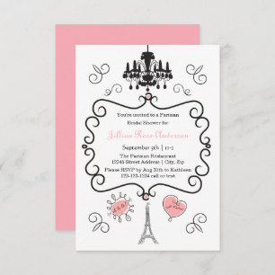 Parisian Themed - 3x5 Bridal Shower Invitation