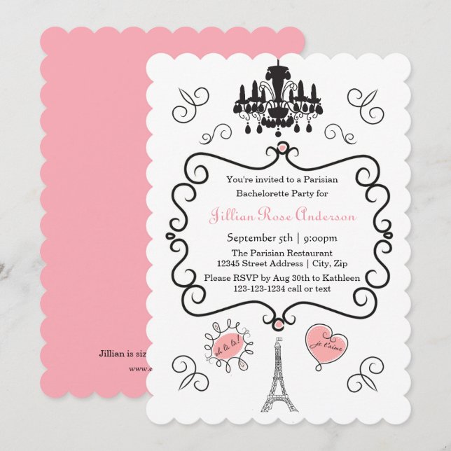 Parisian Themed - Bachelorette Party Invitation (Front/Back)