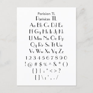 Parisian TL - Zazzle Font Sampler Sheet Postcard