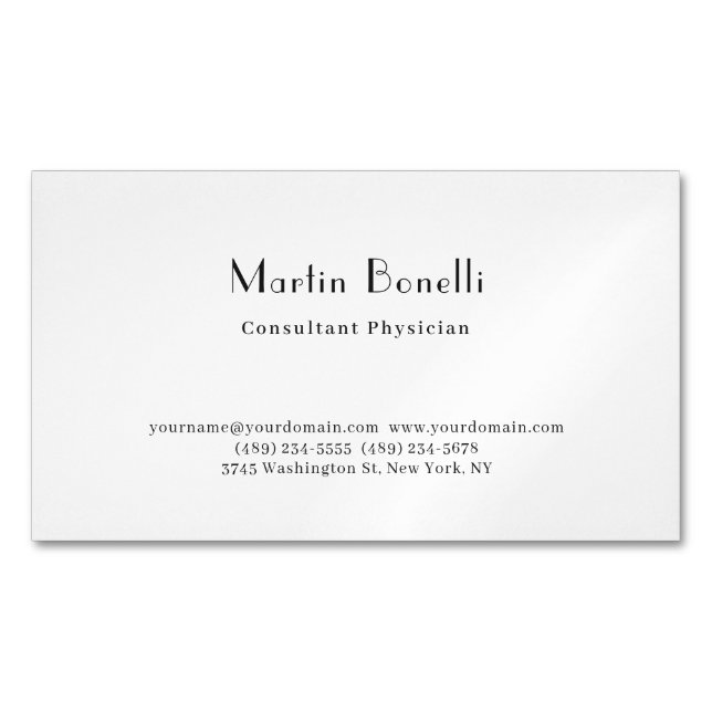 Parisian Trendy Minimalist Consultant Physician Business Card Magnet (Front)