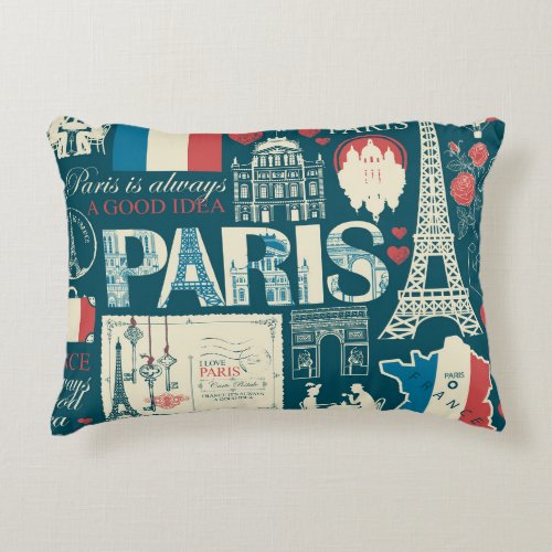 Parisian Vintage French Republic Elegance Accent Pillow