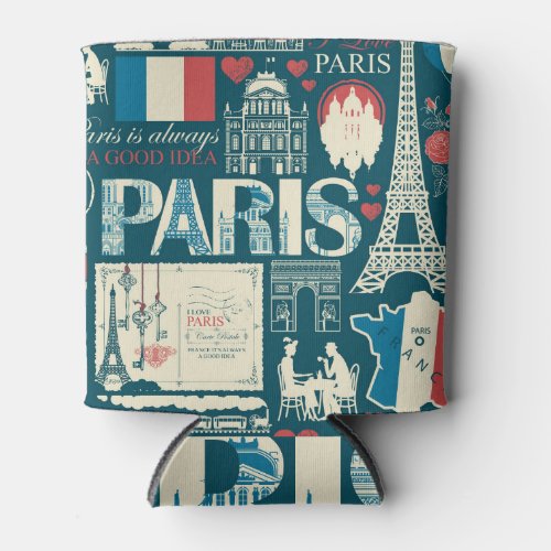 Parisian Vintage French Republic Elegance Can Cooler